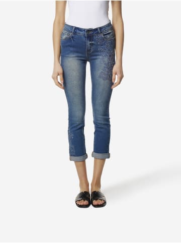 KOROSHI Gemusterte denim-embroidery jeans in blau