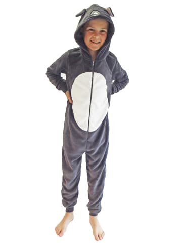 NORMANN Jumpsuit Overall Onesie Schlafanzug Tier - 50966 in Grau