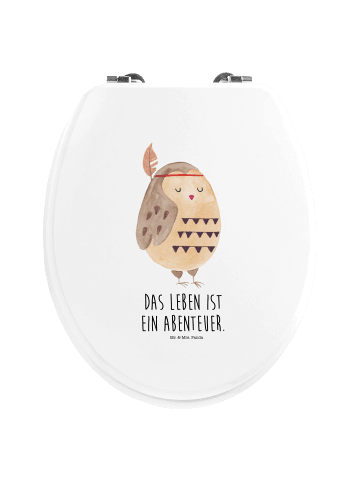 Mr. & Mrs. Panda WC Sitz Eule Federschmuck mit Spruch in Weiß