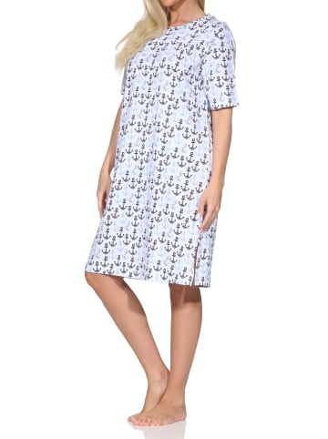NORMANN Kurzarm Nachthemd Maritimer Look in Allover