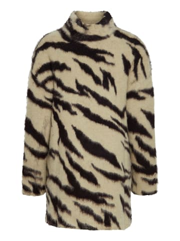PULZ Jeans Longpullover PZASTA Turtleneck 50207132 Longpullover mit Zebra-Musterung in Beige