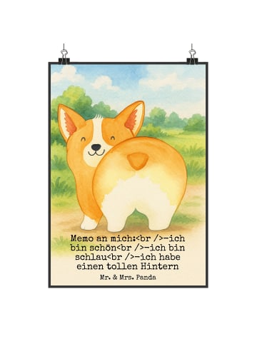 Mr. & Mrs. Panda Wandbild Corgi Po Design mit Spruch in Weiß