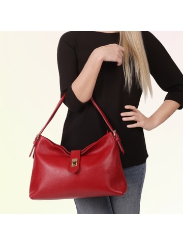 Toscanto Leder Schultertasche Toscanto Tasche dunkelrot ca. 37cm