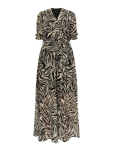 faina Maxikleid Mit Zebra-Print in Beige Schwarz