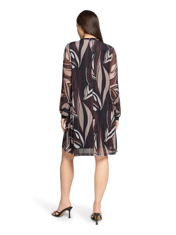 Betty Barclay Chiffonkleid langarm in Taupe/Black