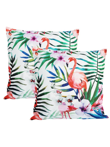 JACK 2er Set Motiv Outdoor Kissenhülle Kissenbezug 45x45cm in Flamingo