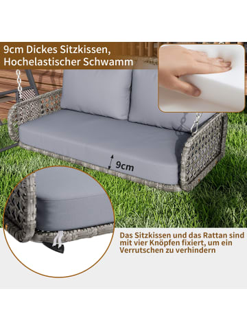ABRIHOME Hängeschaukel Doppelsitz in Grau mit Kissen und Kette