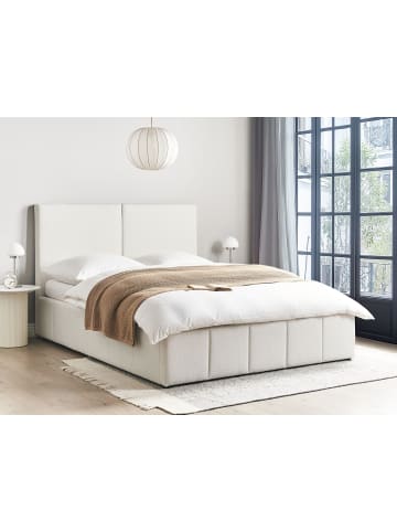 Beliani Doppelbett CASTELNAVET in Weiß/Schwarz - (W) 170 x (H) 120 x (L) 220 cm