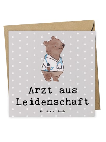 Mr. & Mrs. Panda Klappkarte Arzt Leidenschaft mit Spruch in Grau Pastell