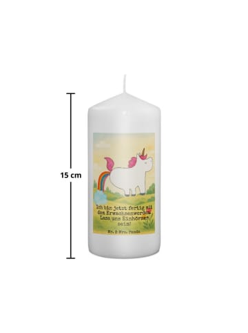 Mr. & Mrs. Panda Trauerkerze Einhorn Pupsen Design mit Spruch in Weiß