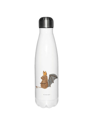 Mr. & Mrs. Panda Thermosflasche Fledermaus Sitzen ohne Spruch in Weiß