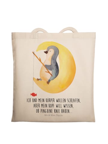 Mr. & Mrs. Panda Tragetasche Pinguin Mond mit Spruch in Creme
