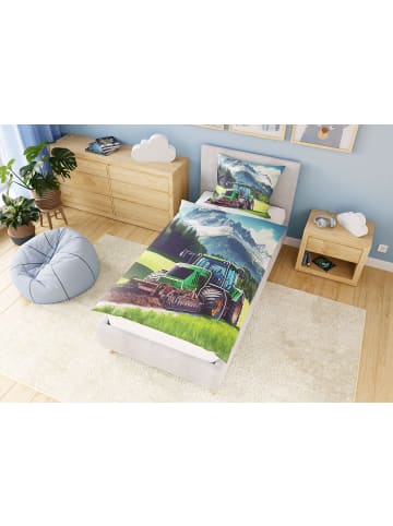 Cats Collection Baumwoll Bettwäsche Renforce  Kinderbettwäsche Glow in Traktor