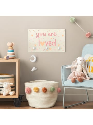 WALLART Kindergarderobe Holz - You are loved Herz Rosa in Rosa