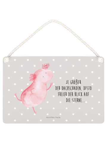 Mr. & Mrs. Panda Schild Axolotl Tanzen mit Spruch in Grau Pastell