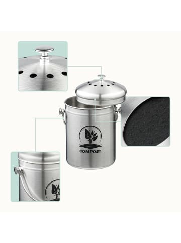 relaxdays Komposteimer in Silber - 5 Liter
