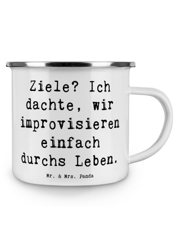 Mr. & Mrs. Panda Tasse Spruch Lebensziele Improvisation mit Spruch in Weiß