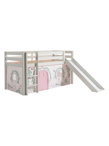 58 aufm Kessel KINDERBETT mit Rutsche Karolina Massivholz Weiß Textilset Burg 1