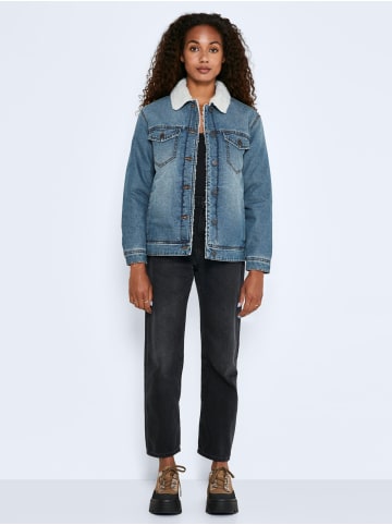 Noisy may Gefütterte Teddy Kunstfell Jeansjacke Denim Übergangs Jacket NMOLE in Blau