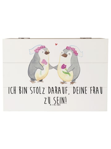 Mr. & Mrs. Panda Aufbewahrungsbox Pinguine Lesbian Pride mit Spruch in Weiß