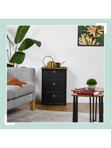 relaxdays Kommode in Schwarz/ Braun - (B)43 X (H)65 x (T)33 cm