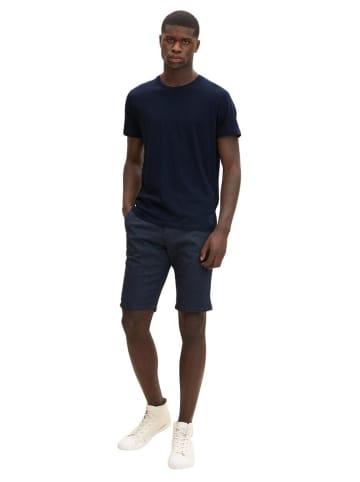 TOM TAILOR Denim Short in blue white dobby