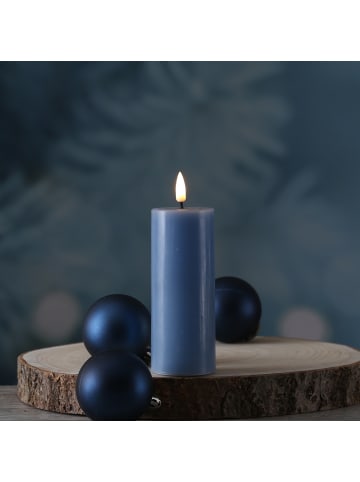 Deluxe Homeart LED Kerze Mia Echtwachs flackernd H: 12,5cm D: 5cm in blau