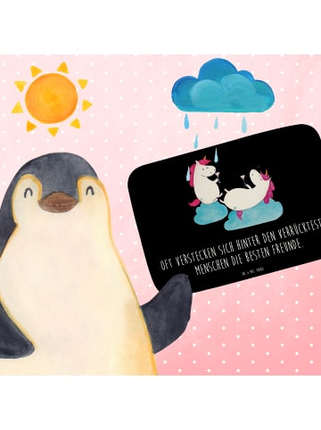 Mr. & Mrs. Panda Badezimmerteppich Einhorn Sekt mit Spruch in Schwarz