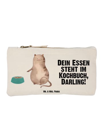 Mr. & Mrs. Panda Schminktasche Katze Fressen mit Spruch in Weiß