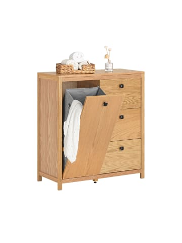 SoBuy Wäscheschrank in Natur - (B)80 x (H)90 x (T)35cm