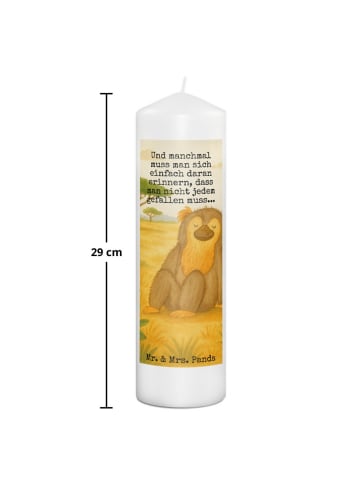 Mr. & Mrs. Panda Wachskerze Affe Design mit Spruch in Weiß