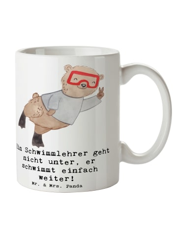 Mr. & Mrs. Panda Kaffeetasse Schwimmlehrer Motivation mit Spruch in Weiß