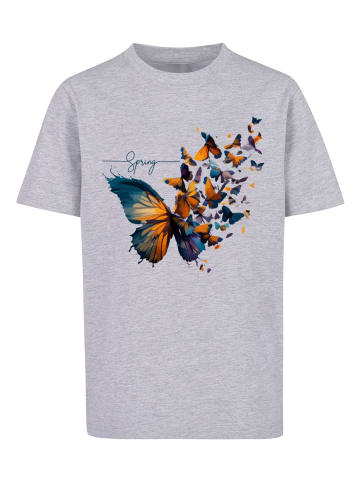 F4NT4STIC T-Shirt Schmetterling Frühling Tee Unisex in grau meliert