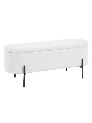 SalesFever Hockerbank 110 cm aufklappbar mit Stauraumfunktion aus Bouclé-Stoff in Weiß