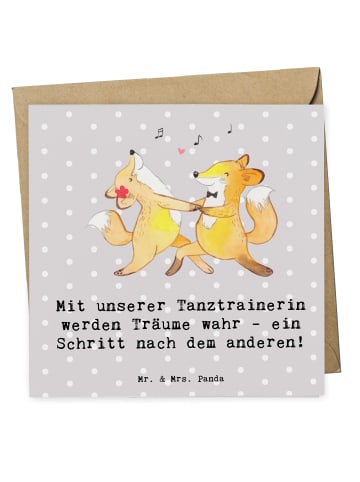 Mr. & Mrs. Panda Klappkarte Tanzen Trainerin mit Spruch in Grau Pastell