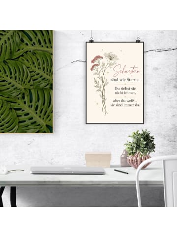 Mr. & Mrs. Panda Poster Blumen Verflechtung Design mit Spruch in Weiß