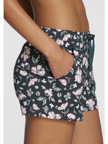 s.Oliver Pyjamashorts in dunkelgrün-rosa-geblümt