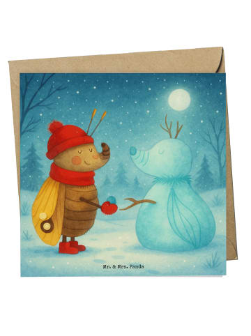 Mr. & Mrs. Panda Einladungskarte Nachtfalter Schneemann Design o... in Weiß