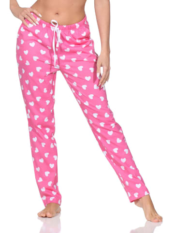 NORMANN Damen Pyjama Hose lang Mix & Match in pink