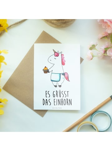 Mr. & Mrs. Panda Grußkarte Einhorn Muffin mit Spruch in Weiß