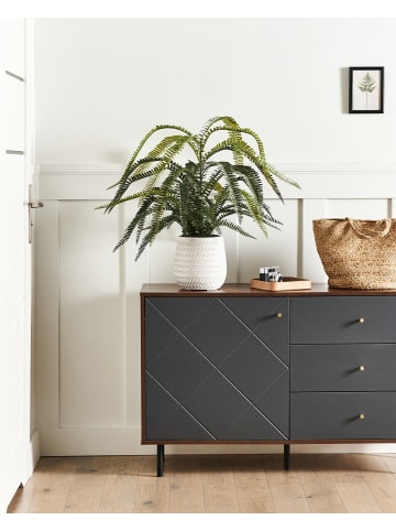 Beliani Kunstpflanze FERN LEAF PLANT in Grün/Schwarz - (W) 89 x (H) 105 x (L) 89 cm