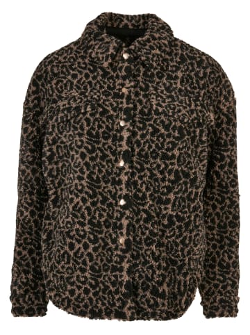 Urban Classics Urban Classics Damen Ladies AOP Sherpa Overshirt in darktaupeleo