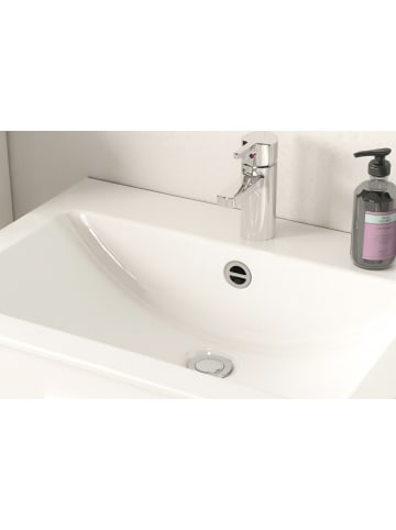 Inn.Furn Badmöbel-Set 3-teilig schwarz matt, Eiche 105 cm, Komplett-Set mit Waschbecken