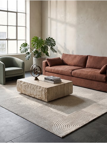 KADIMA DESIGN ERESMA Teppich Kurzflor Creme 80x150 Geometrisch Polyester Wohnzimmer in Creme