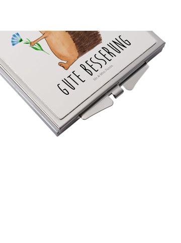 Mr. & Mrs. Panda Schminkspiegel Igel Blumen mit Spruch in Weiß