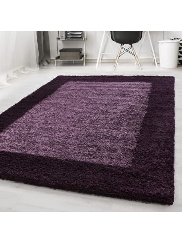 KADIMA DESIGN Teppich Hochflor einfarbig mit Bordüre Polypropylen Wohnzimmer in Violett
