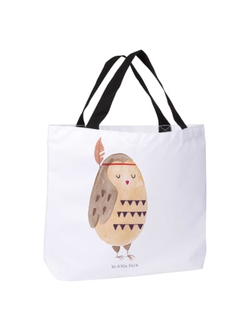 Mr. & Mrs. Panda Shopper Tasche Eule Federschmuck ohne Spruch in Weiß
