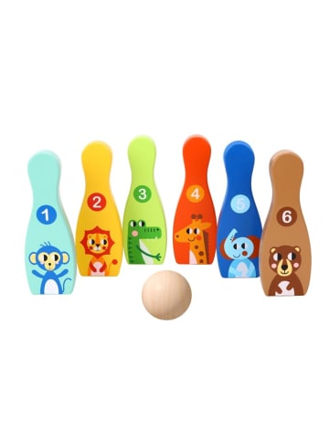 Tooky Toy Kegelspiel TH295 Holz 7-teilig in bunt