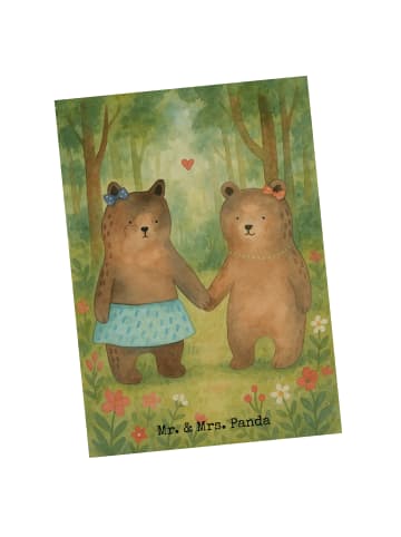 Mr. & Mrs. Panda Postkarte Bär Freundin Design ohne Spruch in Weiß