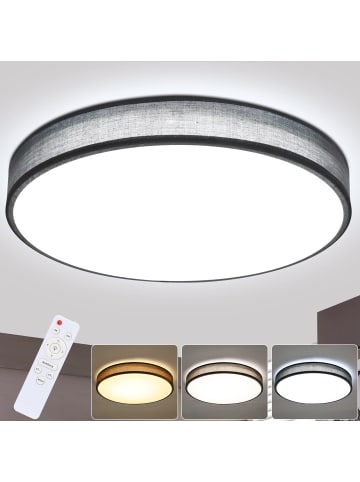 ZMH Deckenleuchte LED Dimmbar Rund in grau mit Stoffschirm Modern Ø38CM
